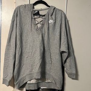 Grey nike hooded sweatshirt